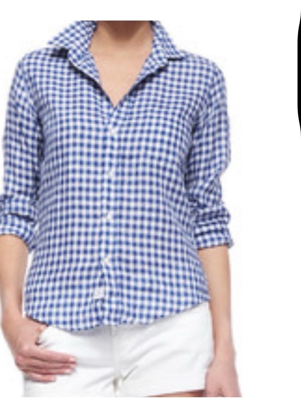 Frank and Eileen size L Classic Blue Gingham Button-Front Women's Shirt